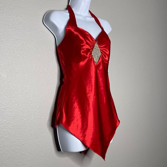 NWT Jessica McClintock For Gunne Sax Red Halter Top/Tunic Red Size 3/4 - Picture 1 of 16